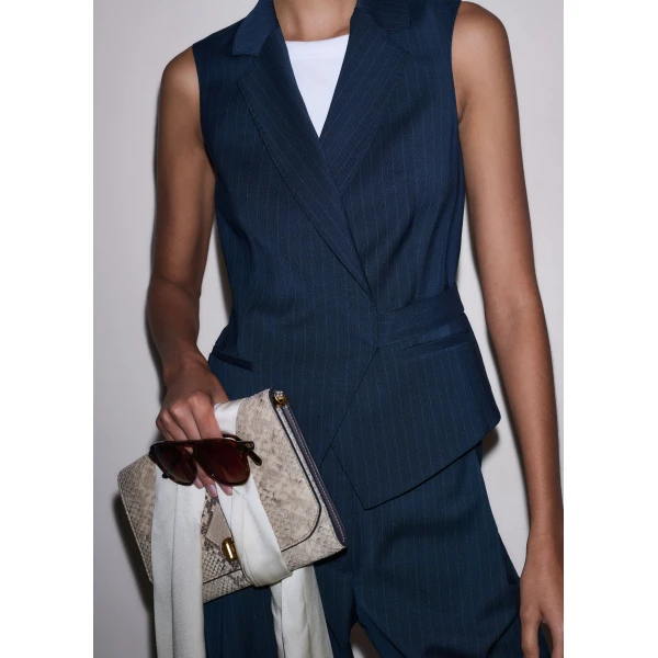 Me and Em ME+EM Wrap Waistcoat in Navy, view 2