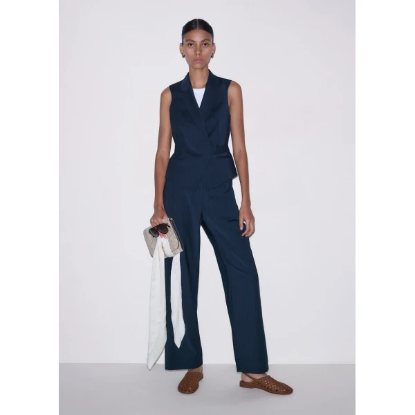 Me and Em ME+EM Wrap Waistcoat in Navy, view 4