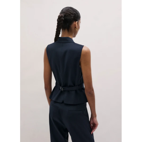 Me and Em ME+EM Wrap Waistcoat in Navy, view 5