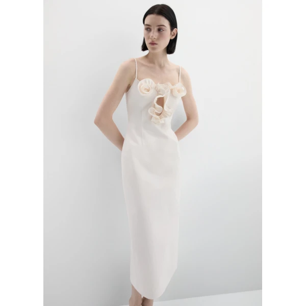 Magda Butrym Cotton flower-detail midi beach dress in cream, view 2