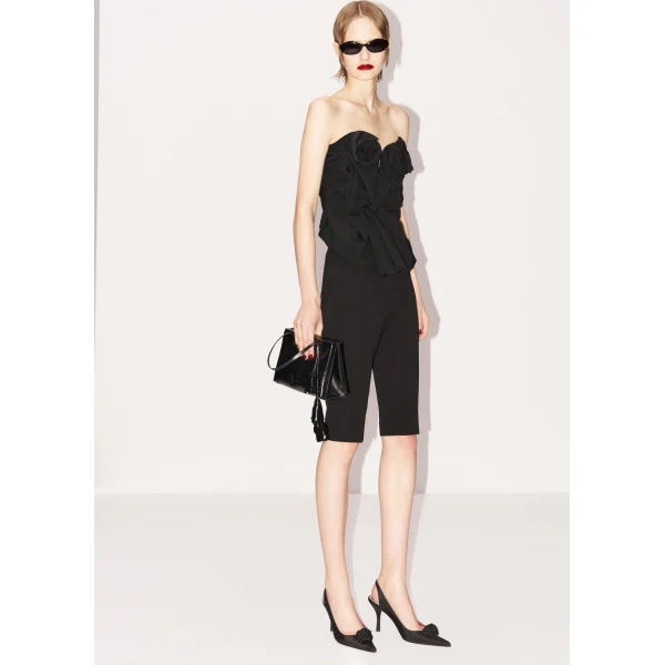 Magda Butrym Draped corset with floral detail in black Top, view 3
