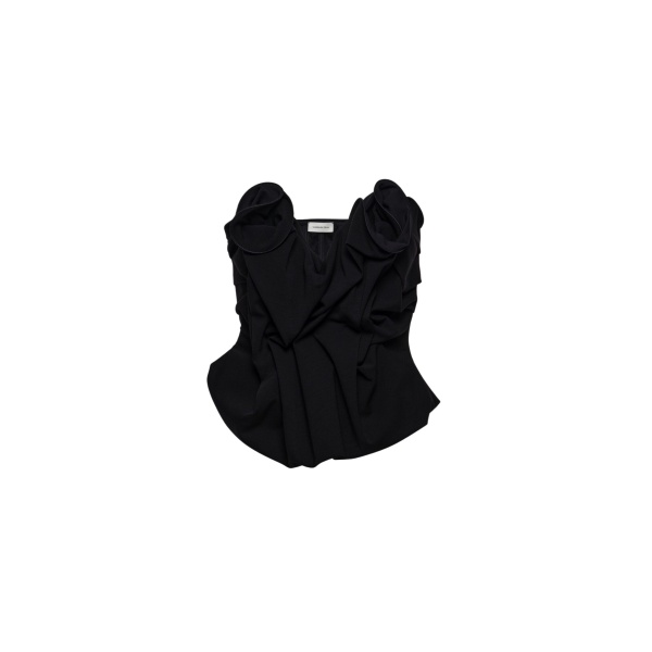 Magda Butrym Draped corset with floral detail in black Top