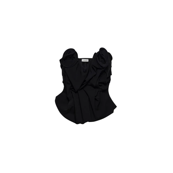 Magda Butrym Draped corset with floral detail in black Top