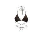 Magda Butrym Floral strappy triangle bikini top in brown
