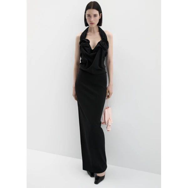 Magda Butrym Halter corset draped dress in black, view 2