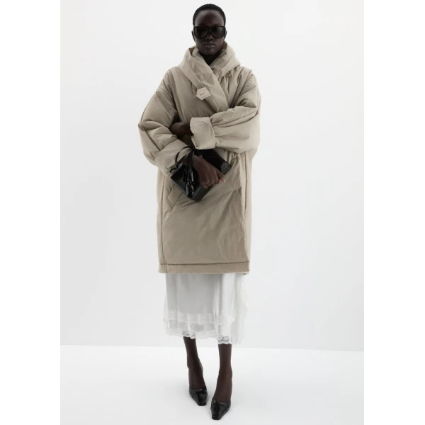 Magda Butrym Oversized coat with shawl collar in beige, view 2