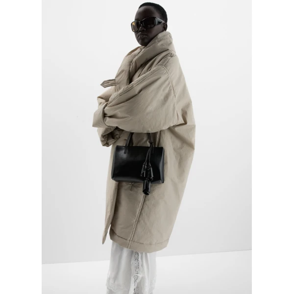 Magda Butrym Oversized coat with shawl collar in beige, view 3