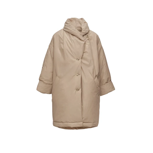 Oversized coat with shawl collar in beige