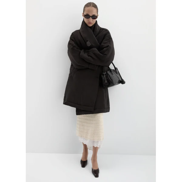 Magda Butrym Oversized coat with shawl collar in brown, view 2