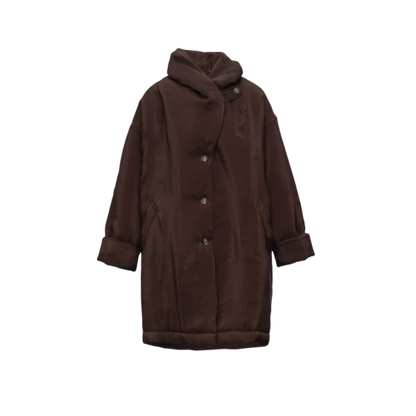 Oversized coat with shawl collar in brown