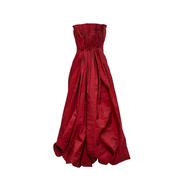 Magda Butrym Pleated corset bubble midi dress in red