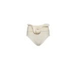 Magda Butrym Sculpted waist swim bottom in cream with embroidered roses