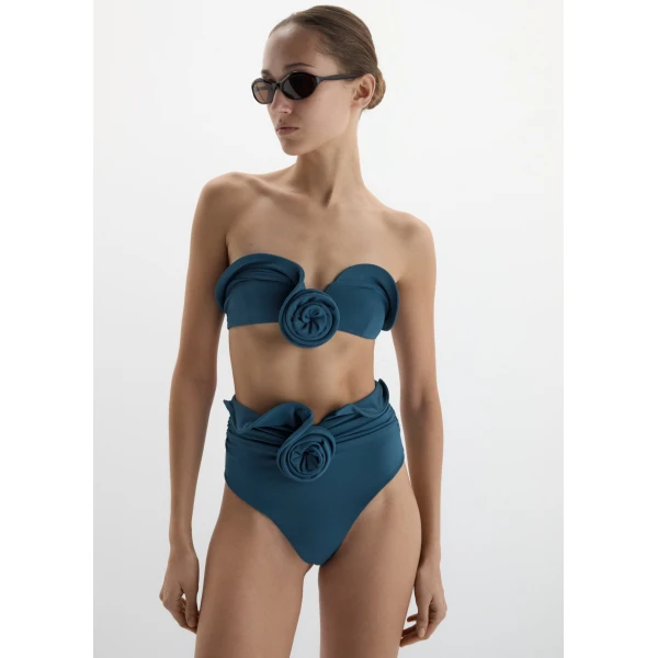 Magda Butrym Sculptural bandeau swim top in blue, view 2