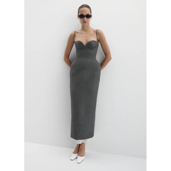Magda Butrym Wool bustier dress in grey, view 2