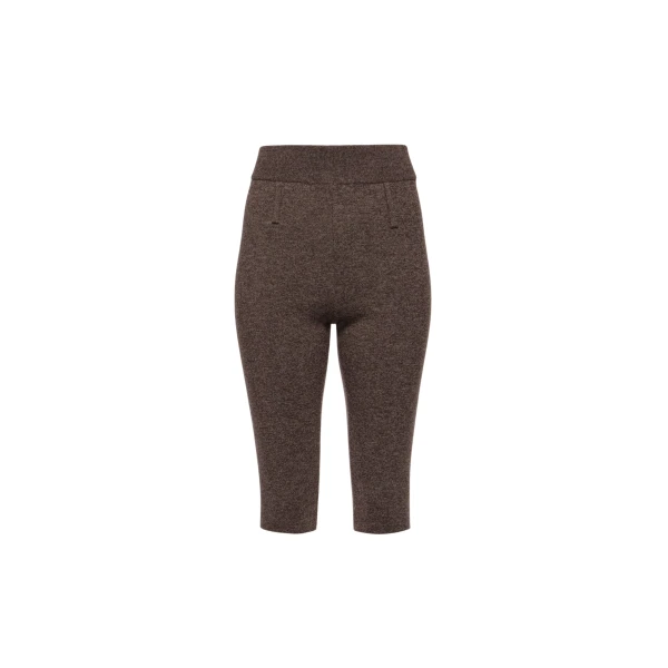 Wool tailored knit shorts in brown