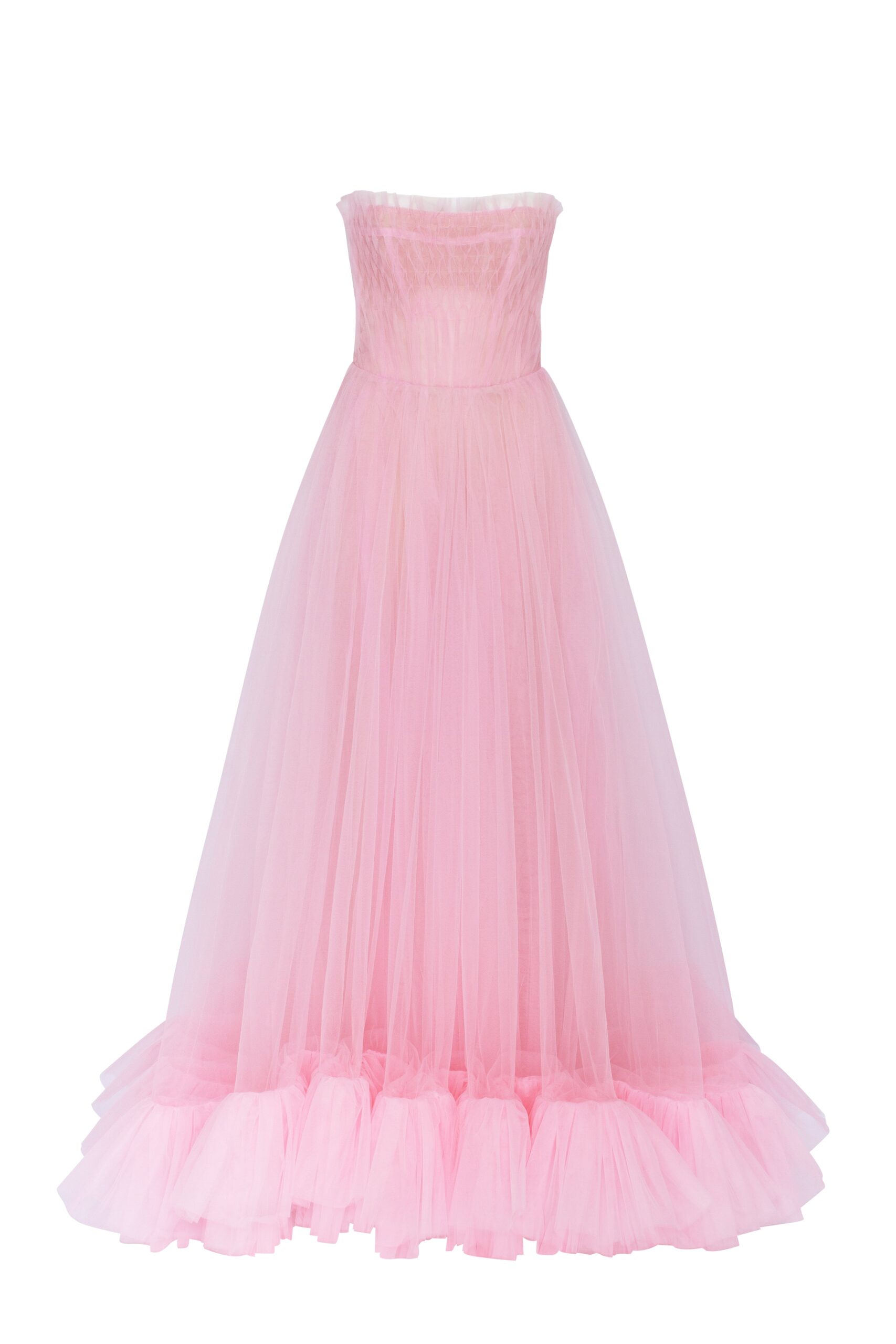 Milla Airy tulle maxi dress in Barbie pink - Dresses - Ukrainian Luxury Evening Gown at Luxury Shoes Milla Airy tulle maxi dress in Barbie pink