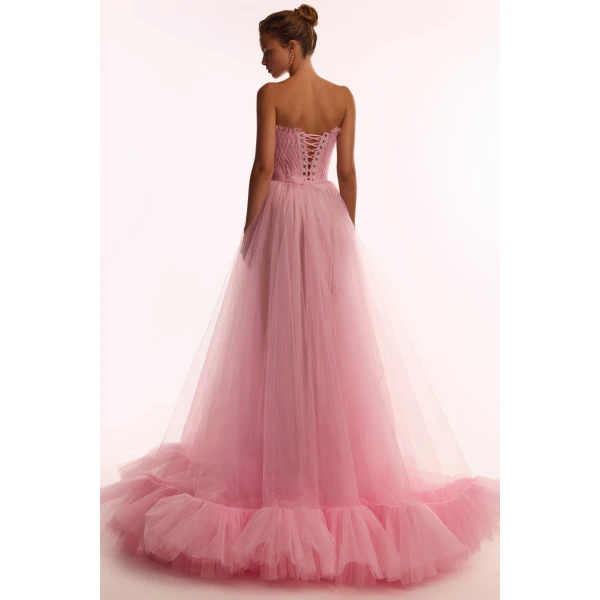 Milla Airy tulle maxi dress in Barbie pink, view 2