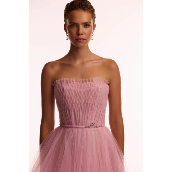 Milla Airy tulle maxi dress in Barbie pink, view 4