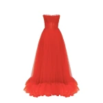 Milla Airy tulle maxi dress in fiery coral