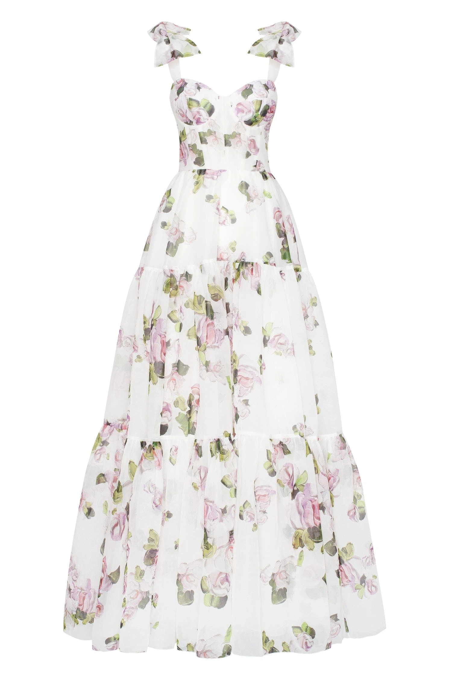 Milla Apple Blossom Tender floral maxi tie-strap dress - Dresses - Ukrainian Luxury Evening Gown at Luxury Shoes Milla Apple Blossom Tender floral maxi tie-strap dress