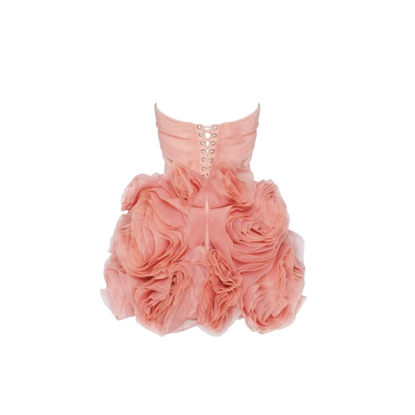 Milla Appliquéd organza coral mini dress, view 3