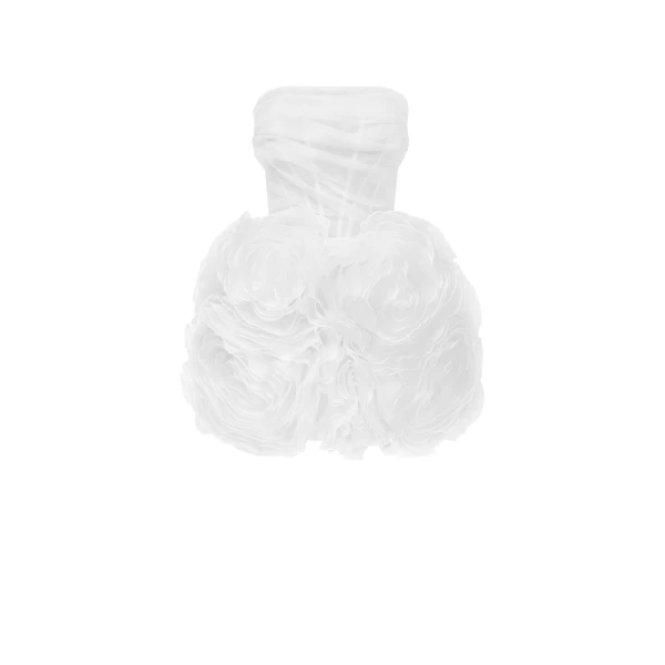 Milla Appliquéd organza white mini dress