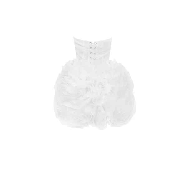 Milla Appliquéd organza white mini dress, view 3