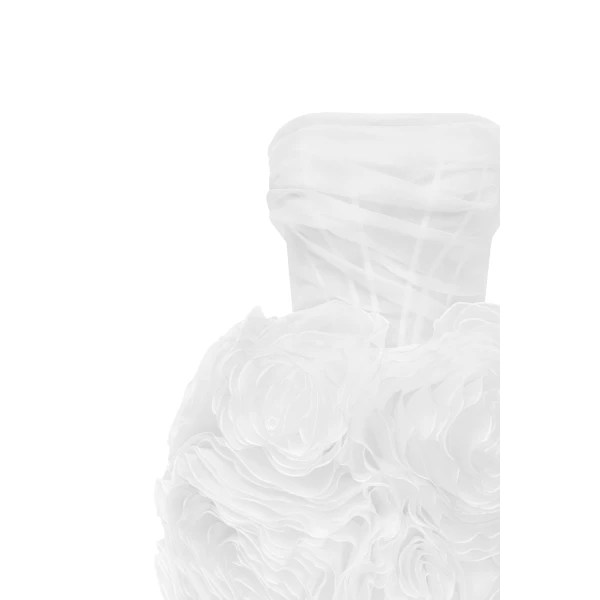 Milla Appliquéd organza white mini dress, view 5