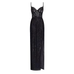 Milla Astonishing sequined maxi gown on spaghetti straps