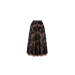 Milla Beige A-line midi skirt with Chantilly lace