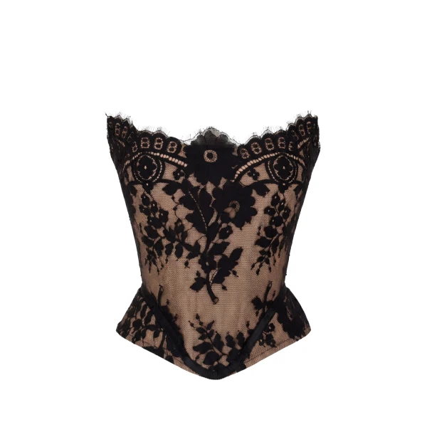 Milla Beige corset with Chantilly lace Top