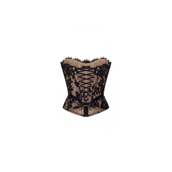Milla Beige corset with Chantilly lace Top, view 3