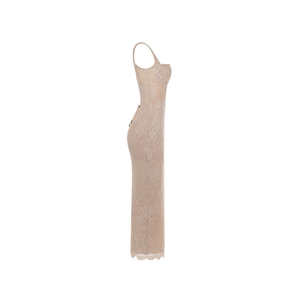 Milla Beige sequinned maxi dress, view 5