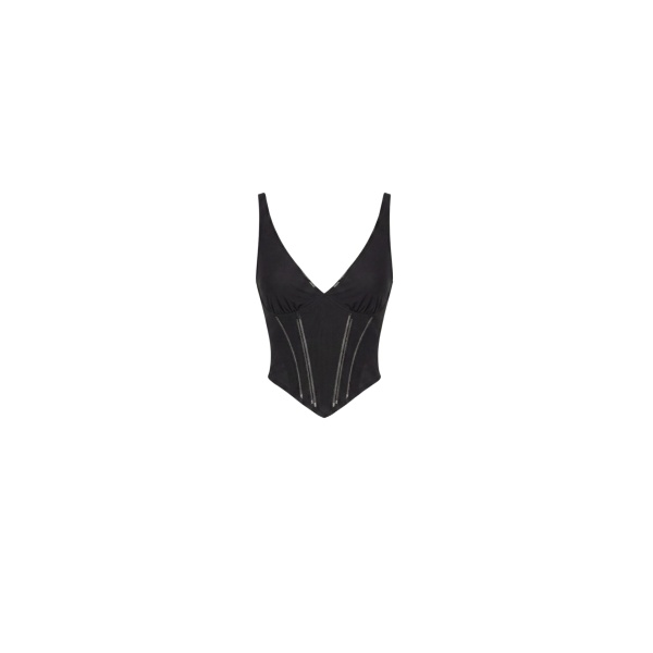 Milla Black Corset with Deep V-Neckline Top