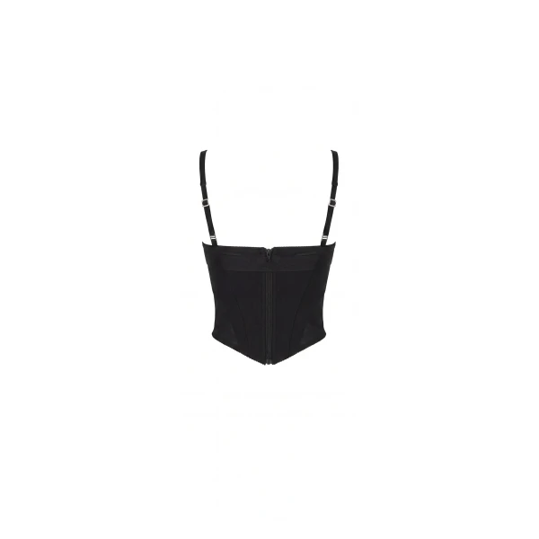 Milla Black Corset with Deep V-Neckline Top, view 3