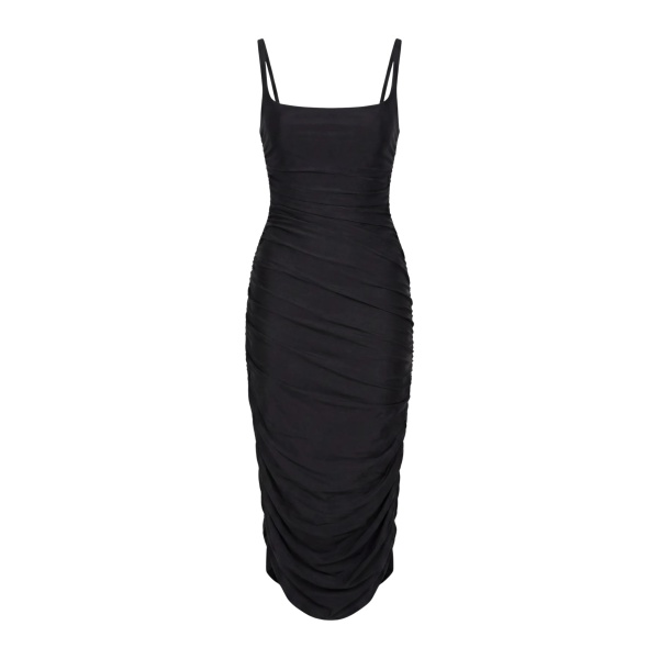 Milla Black Draped Midi Dress