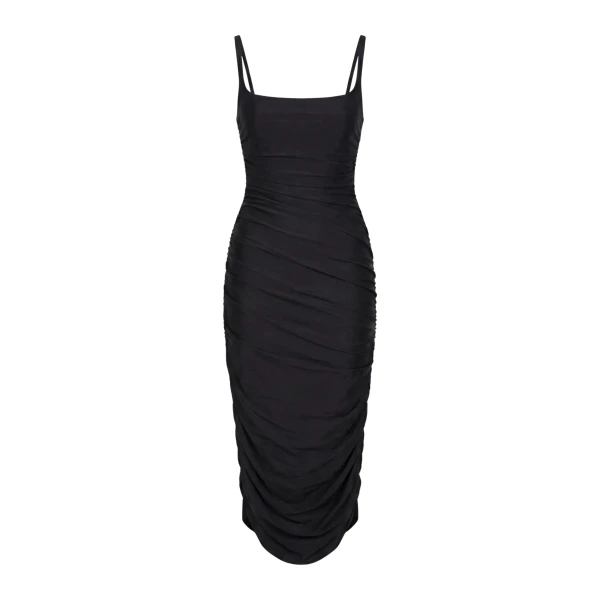 Milla Black Draped Midi Dress