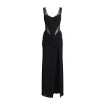 Milla Black Maxi Dress with Corset Bodice and Slit