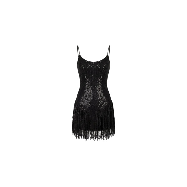 Milla Black Mini Dress with Fringe and Sequins