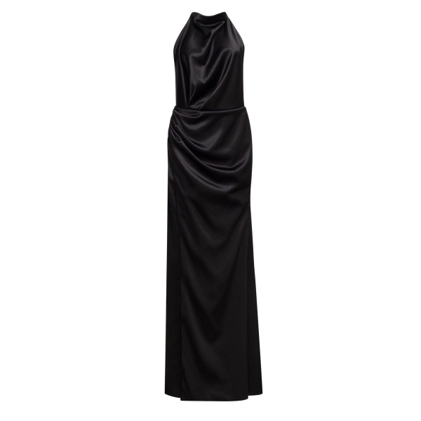 Milla Black Mock neck sleeveless low slit dress