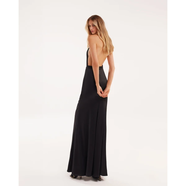 Milla Black Mock neck sleeveless low slit dress, view 2