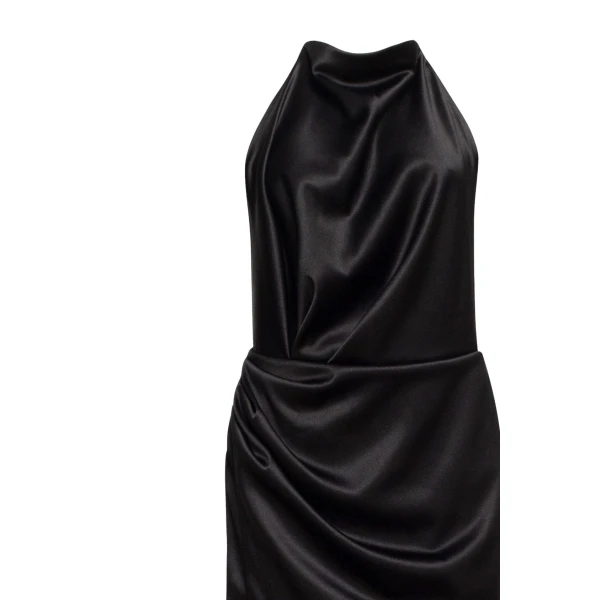 Milla Black Mock neck sleeveless low slit dress, view 5