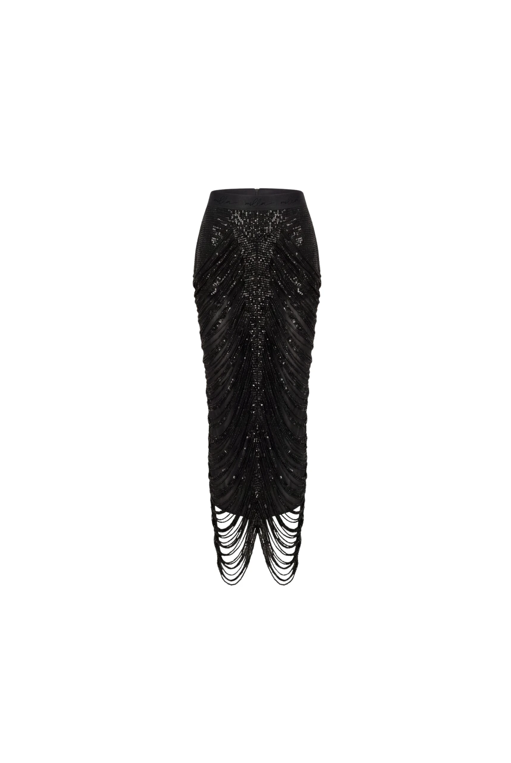 Milla-Black-Sequin-Midi-Skirt-with-Draping-1-scaled46683_nobg Milla Black Sequin Midi Skirt with Draping