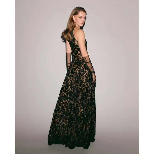 Milla Black chantilly lace maxi dress, view 2