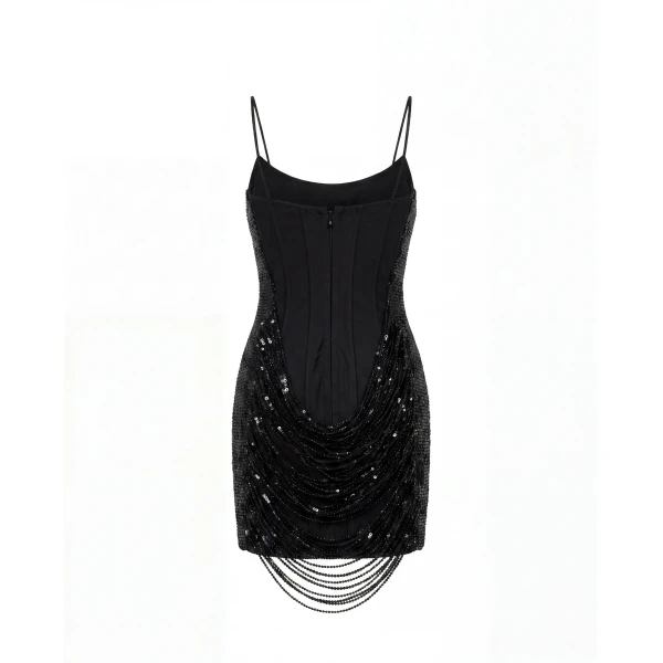 Milla Black corset Mini Dress with Sequins, view 3