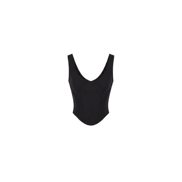 Milla Black corset in Italian mesh with a zipper Top