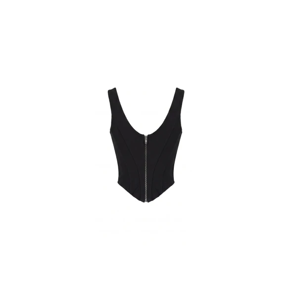 Milla Black corset in Italian mesh with a zipper Top, view 3