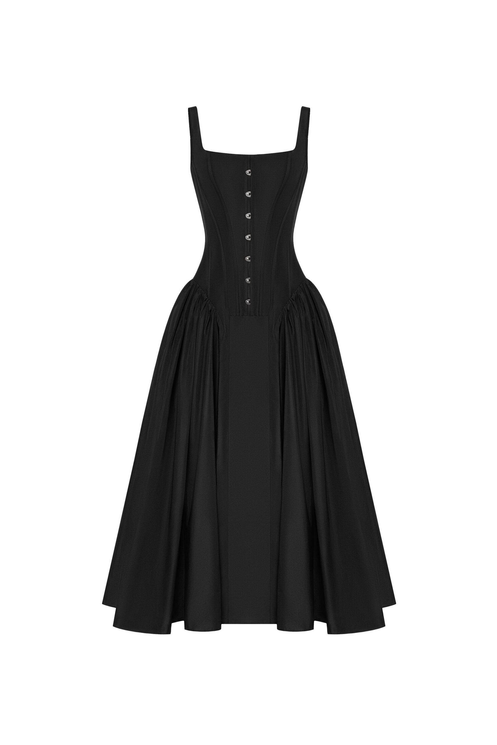 Milla Black corset midi dress - Dresses - Ukrainian Luxury Evening Gown at Luxury Shoes Milla Black corset midi dress