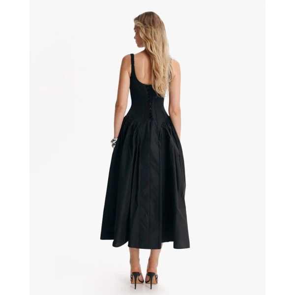 Milla Black corset midi dress, view 2