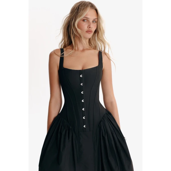 Milla Black corset midi dress, view 4